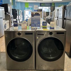LG 4.5 Cu Ft Washer And 7.4 Cu Ft Gas Dryer