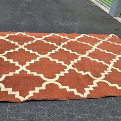 Beautiful Orange Woven Area Rug- 6'7 X 9'6 ft