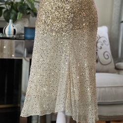 Elegant Silk Gold Sequin Skirt Size -6