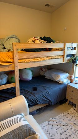Solid wood bunk bed twin mattresses included