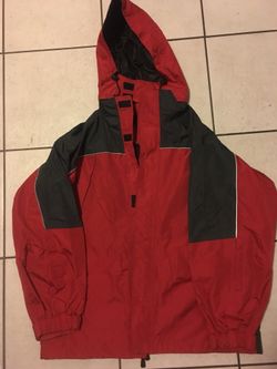 Mens red jacket with black , mesh openings size L-XL, barely used