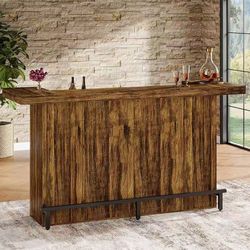 ❤️‍🔥 4-Tier Bar Table, Large 70.9-Inch Wooden Home Bar Unit with Glass Holder and Footrest $200