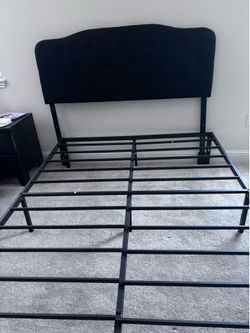 Headboard and metal bed frame - queen