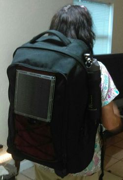 Solar power backpack hiking