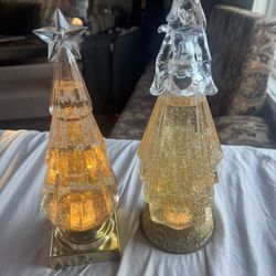 Lighted Swirling Glitter Christmas Tree Tabletop Accent Gold