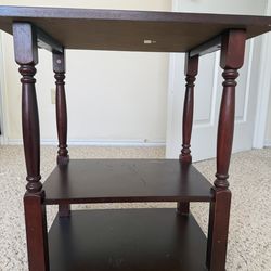 Tsmall wooden end table / side table with two shelves