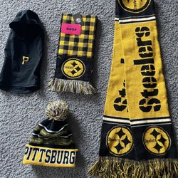 Pittsburgh Steeler, hats, and scarves