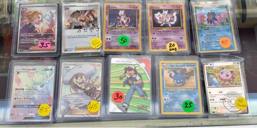 Pokemon cards for sale / price on each card. Mewtwo, Briar, Ash, Starmie, Glaceon…,
