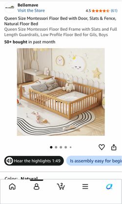 Bellemave Queen Size Montessori Floor Bed Frame