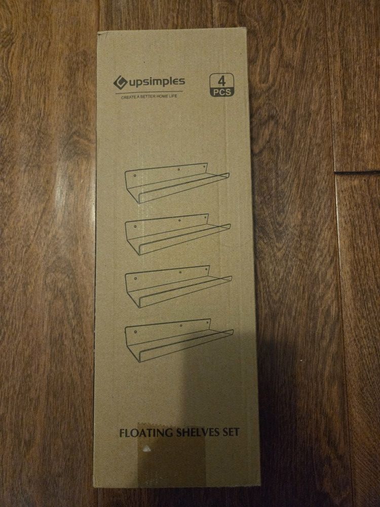 Floating Shelves (Set of 4) (Upsimples)– White Acrylic – New, Open Box