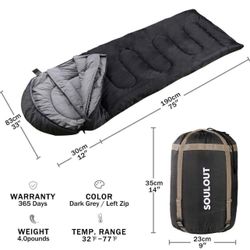 Sleeping Bag,3-4 Seasons Warm Cold Weather Lightweight, Portable, Waterproof Sleeping Bag