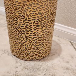 Plant Vase Gold/Mustard Yellow  Rice Pattern - Glass