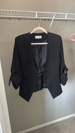 Calvin Klein Black Blazer with Ruched Sleeves