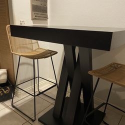 High Table And 2  Chairs (stools)