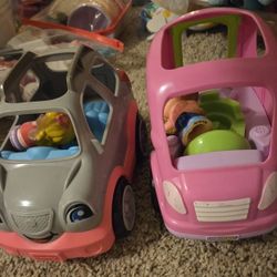 2 Fisher Price Little People Cars
