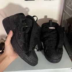Lanvin Leather Curb Black Glitter 