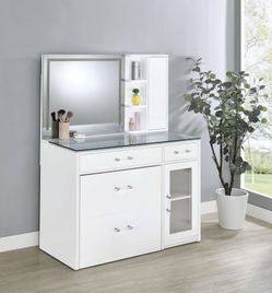 2-drawer Vanity Set with LED Mirror Black High Gloss