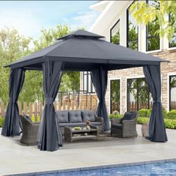 12 Ft. W x 10 Ft. D Steel Patio Gazebo The Soft Roof Gazebos