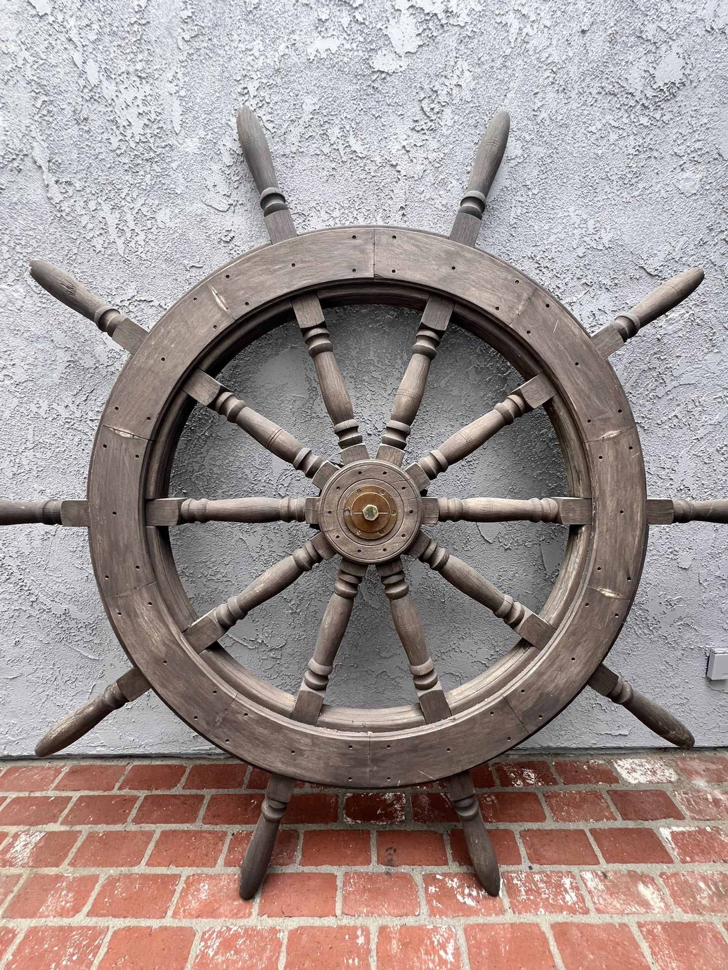 ⚓️ Solid Mahogany Ship Wheel – 7 Feet Diameter – Nautical Statement Piece