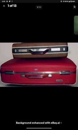 2pc Vintage Luggage Lot Samsonite American Tourister Brief Case Red brown retro
