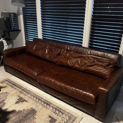 Restoration Hardware Maxwell 2 cushion leather Sofa
