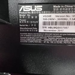 Asus VG248QE 24 inch Widescreen 80,000,000:1 1ms DVI/HDMI/DisplayPort LED