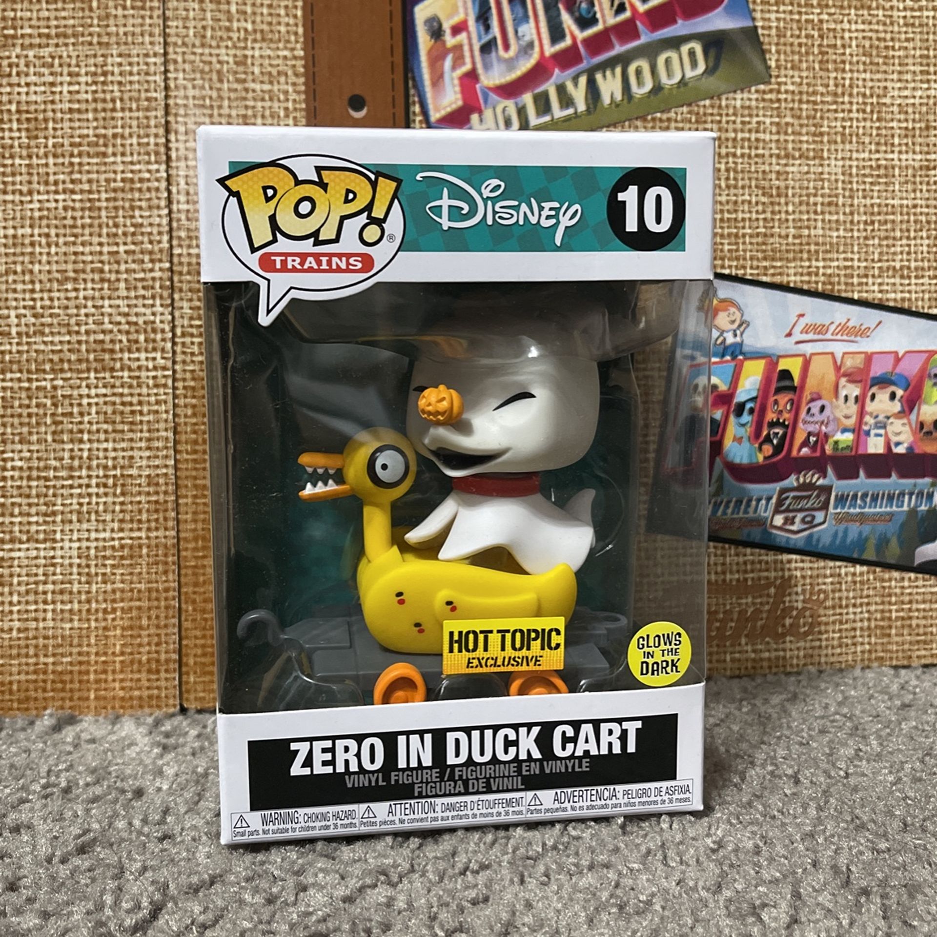 Funko Pop! Disney The Nightmare Before Christmas Zero In Duck Cart Train Hot Topic Exclusive Glow In Dark
