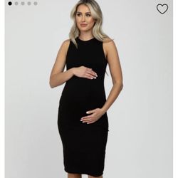 Black Fitted Sleeveless Maternity Dress