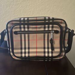 Burberry Vintage Check And Leather Crossbody Bag 
