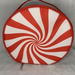 Peppermint stripe red and white makeup bag
