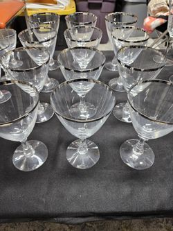 9 Vintage Platinum Rim Glasses 