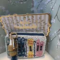 Colorful Beaded Coin Purse With Tassel NWT 5x3.5