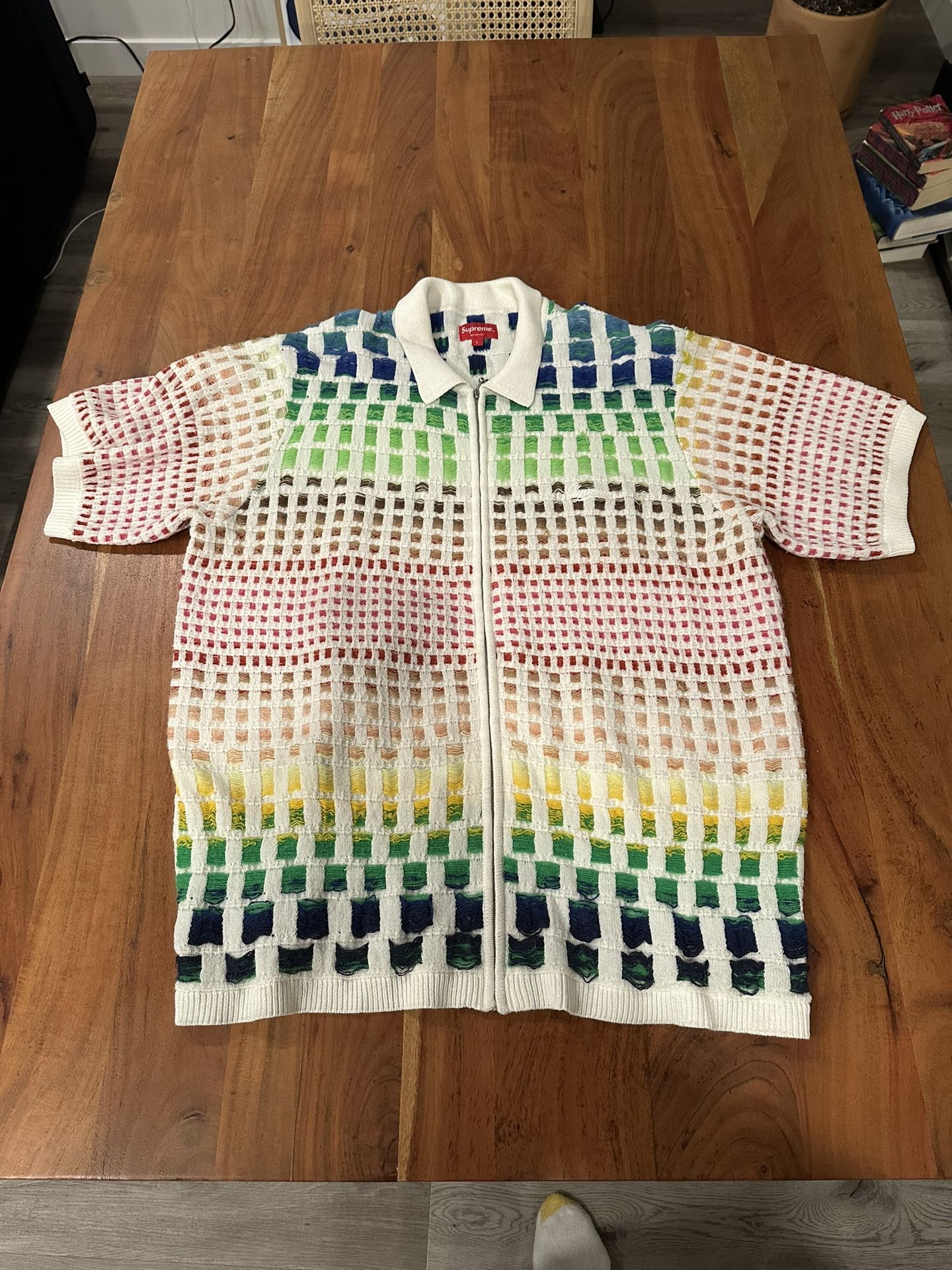 Supreme Gradient Grid Zip Up Polo Supreme Gradient Grid Zip Up