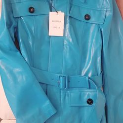 Bottega Veneta Belted Shiny Leather Jacket