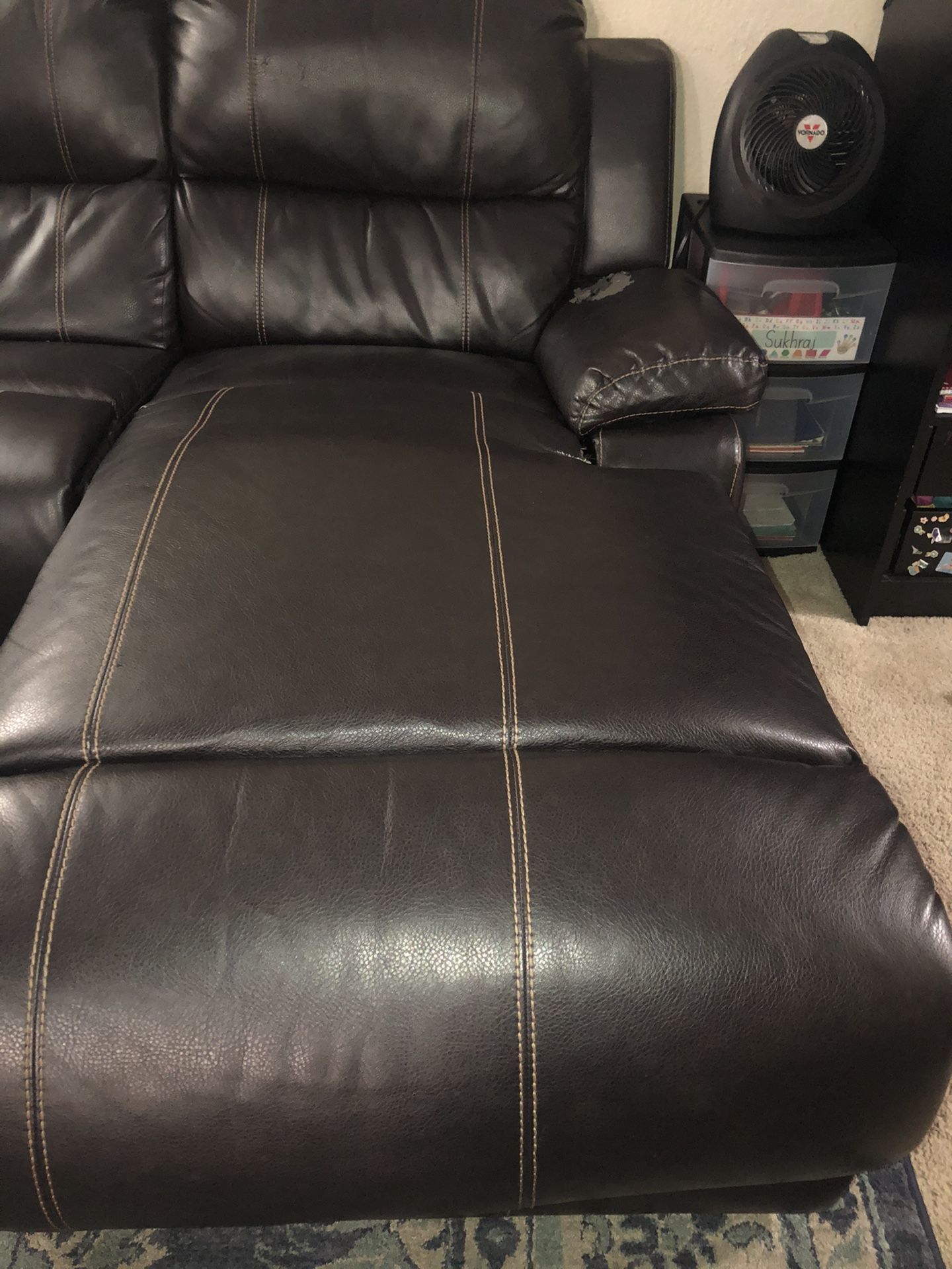 Brown leather chaise free