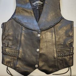 Leather Motorcycle Vest - Ladies S