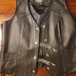 Motorcycle Leather Unisex Vest 