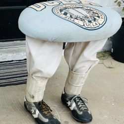 Vintage UCLA Football Rugby Novelty Stool Stand Antique w/ VTG Converse Shoes