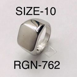 Signet Square Silver Tone Ring for Men & Women: Size-10/RGN-762