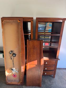 Cherry-tone entertainment-center set