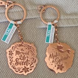 The Little Mermaid Disney Park Ariel Keychain Metal Rose Gold