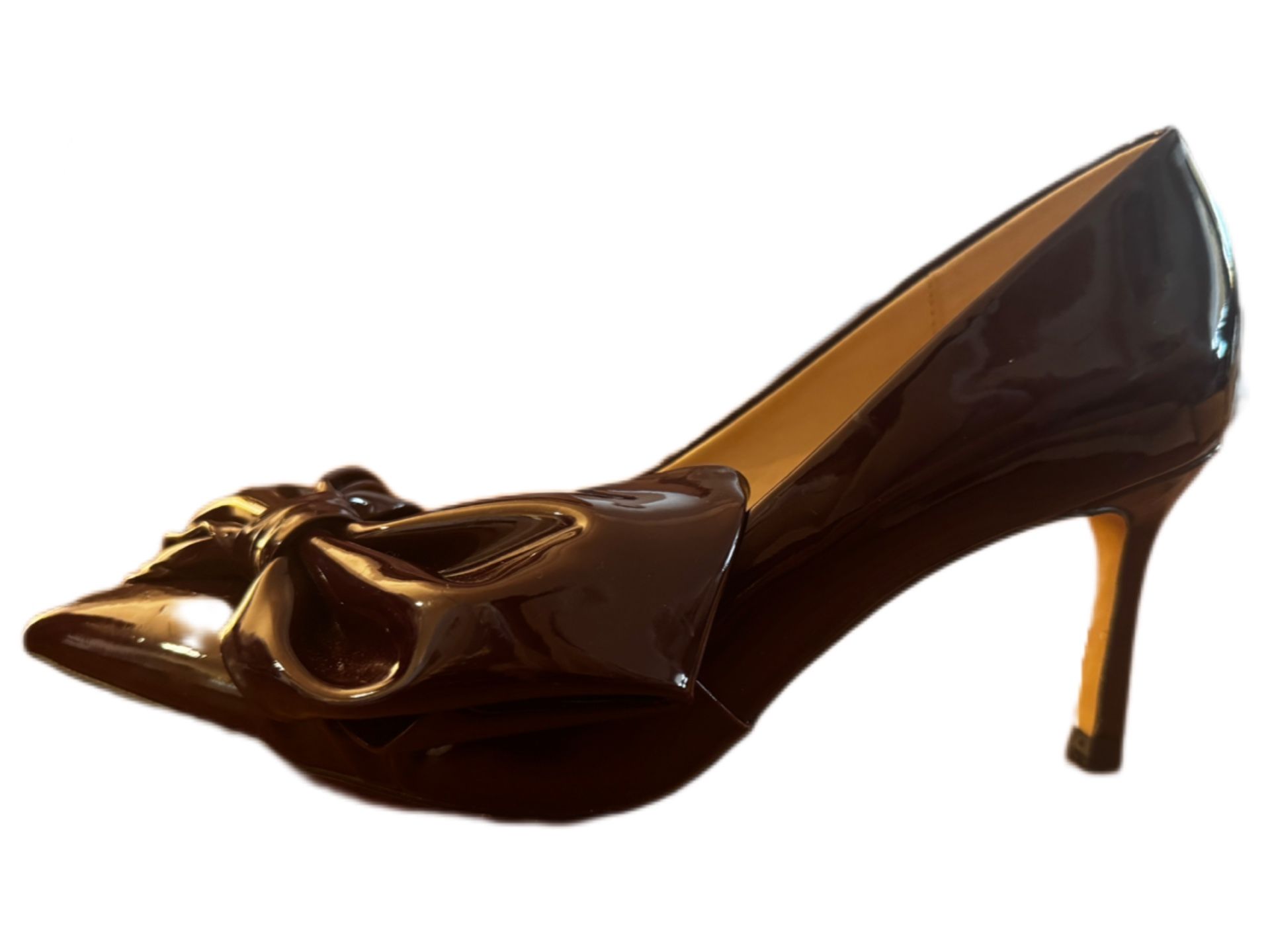 Red Patent Bow Heel In Deep Reed - Zara Basics