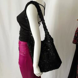 Vintage Sequin Slouchy Hobo Knit Shoulder Bag