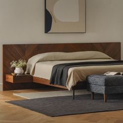 NEW! ARTICLE Nera King Bed with Nightstands – Walnut