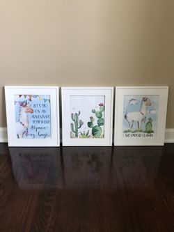 3 nursery prints with frames