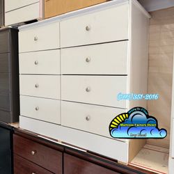 Eight Drawer White Dresser With Rails Chest Cajonera
