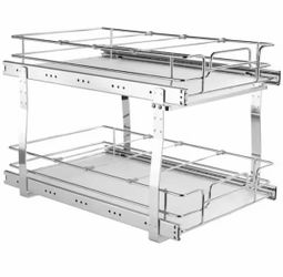 Steel Roll-Out Drawers, 2-Tier Pull-Out Cabinet Organizer 14 in. x 21 in. x 15 in. Fits 15.5 x 22 x 18 in. Cabinets