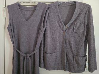 Ladies 2 Pc belted Knit Dress & Matching Cartigan