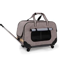 Was 130$ ELEGX Large Space for Up to (28 LBS-35 LBS) Pet Rolling Carrier with Detachable Wheels, Plenty of Room, Collapsible and Breathable, for Car S