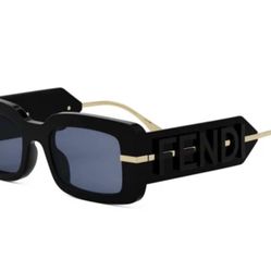  FENDI Sunglasses- 51MM Black/gold Logo (Like New) 